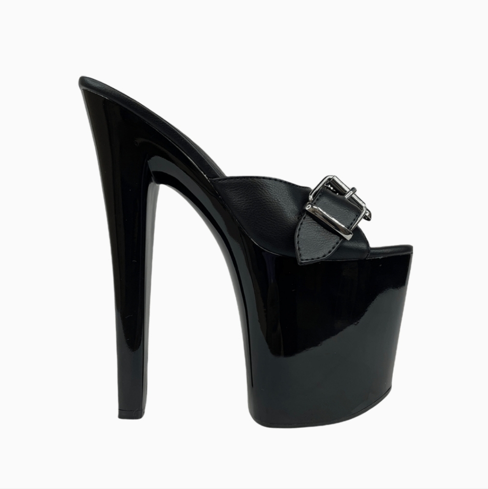 YRU XTRA Black Platform High Heel Slide Skull Size 9 - Picture 2 of 6